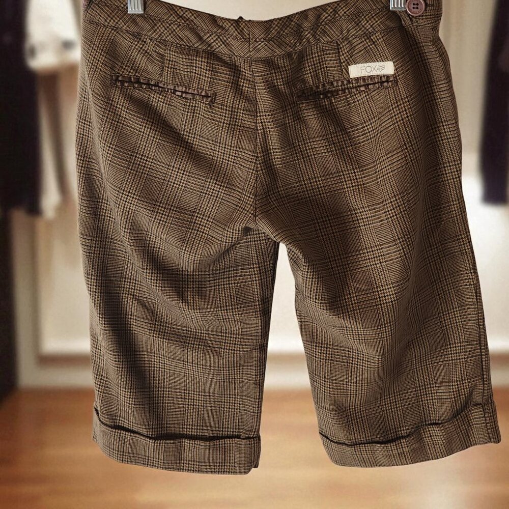 Fox Women’s Bermuda Shorts Brown Plaid Cuffed Size 5 – 11.5” Inseam - Picture 3 of 11